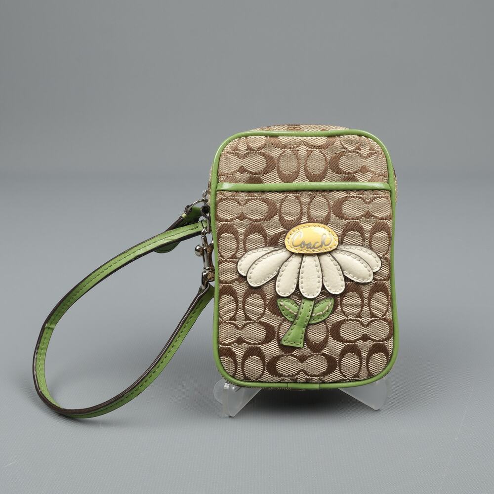 Vintage Coach Daisy Floral Signature Camera Tech Pouch Zippered Wristlet Y2K